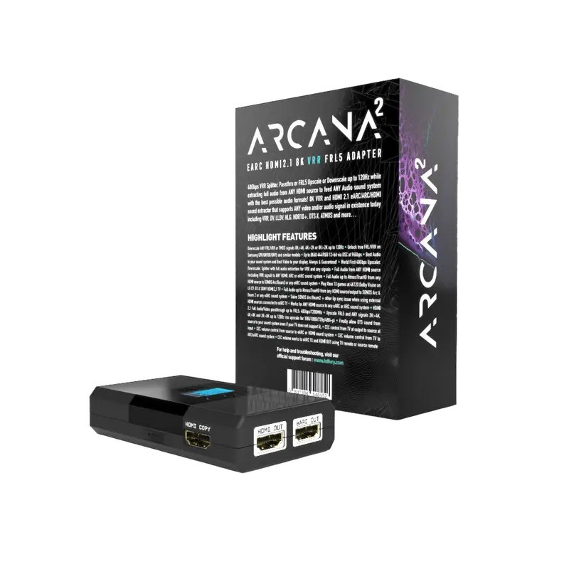 HDfury Arcana 2 – πίσω συνδέσεις: HDMI in, 2x HDMI out, eARC out