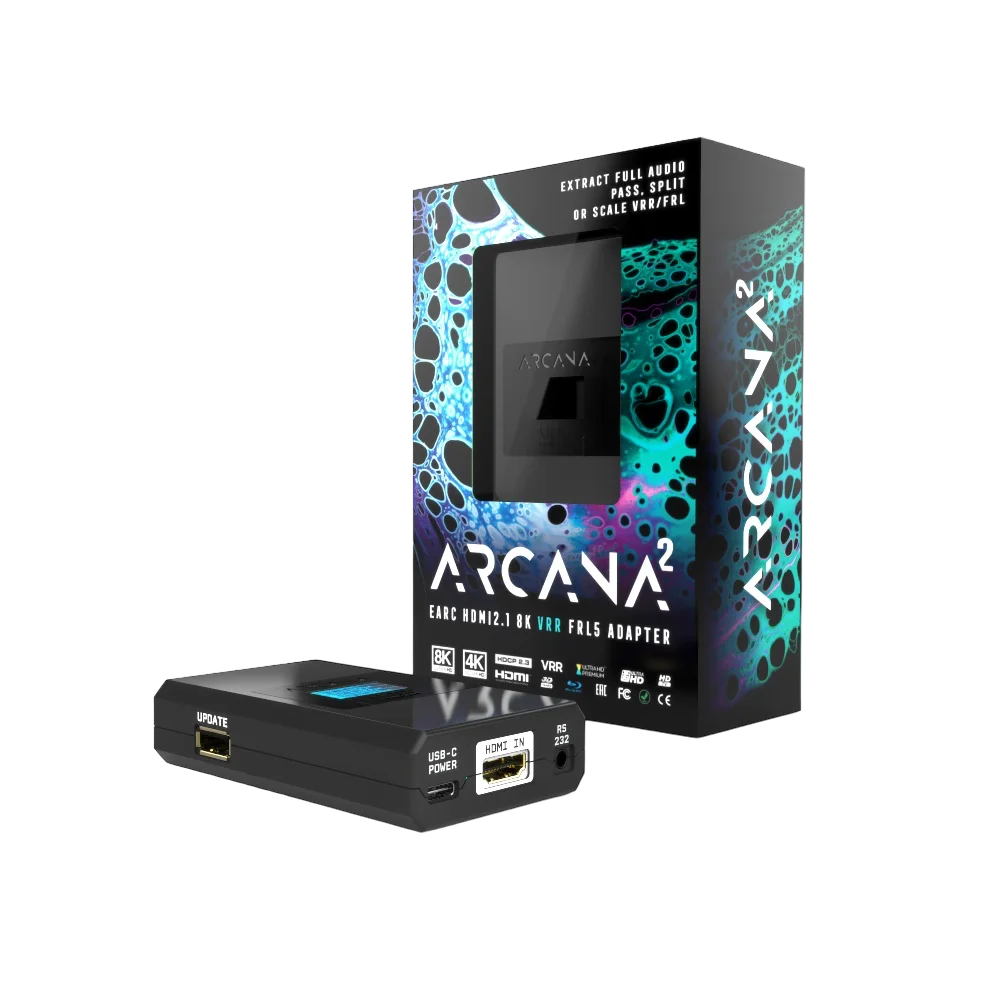 HDfury Arcana 2 adapter eARC 8K – μπροστινή όψη με οθόνη OLED