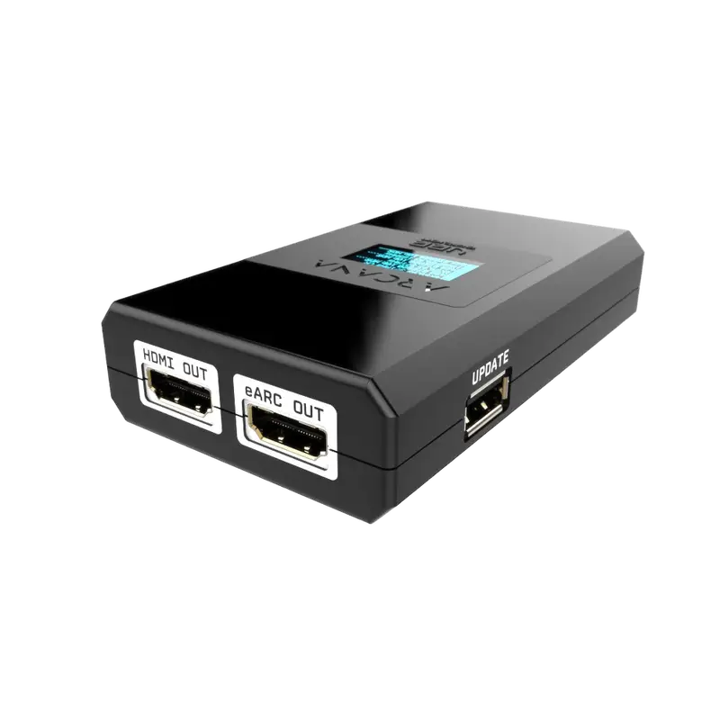 Οθόνη OLED του HDfury Arcana 2 με πληροφορίες σήματος 4K120 VRR