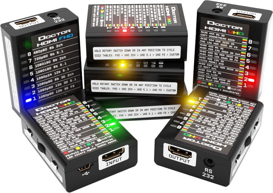Dr HDMI 4K συνδεδεμένο ανάμεσα σε πηγή HDMI και οθόνη